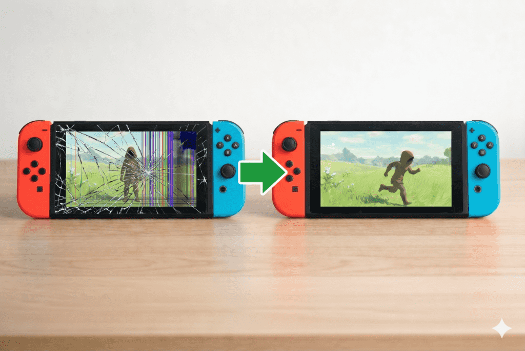 【Switch修理】画面が割れた・線が入る！液晶パネル交換でデータそのまま最短即日修理【岐阜店】